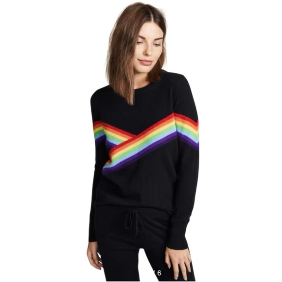 SPIRITUAL GANGSTER X MADELEINE THOMPSON Beatrice Rainbow Sweater Black size M - Picture 1 of 9